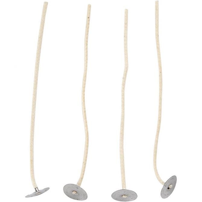 Pre-waxed wicks, L: 110 mm, thickness 2 mm - 10 pcs