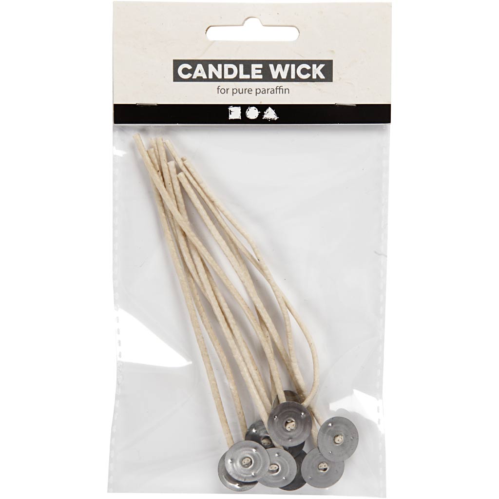 Pre-waxed wicks, L: 110 mm, thickness 2 mm - 10 pcs