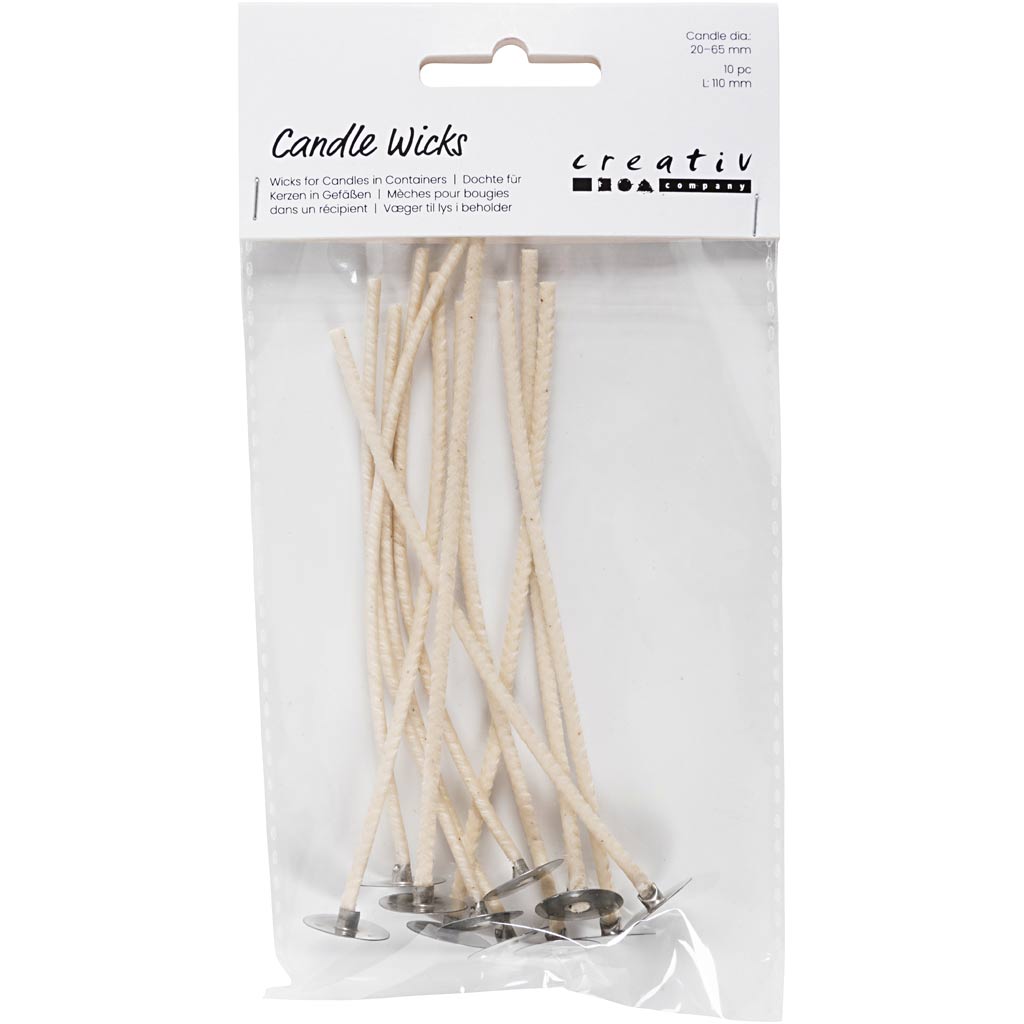 Pre-waxed wicks, L: 110 mm, thickness 2 mm - 10 pcs