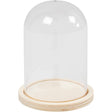 Clock on wooden base, H: 9,5 cm, Dia. 6 cm, hole size 3 mm 