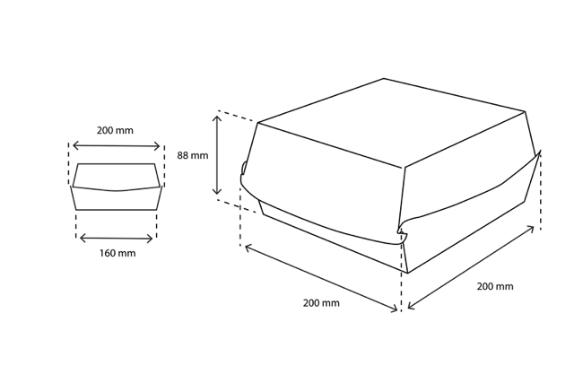 Menubox / Hamburger Tray 200x88x200 mm FSC®Mix kraft - 300 pcs