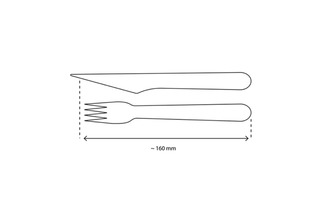 Wooden cutlery set 3/1 knife + Fork + Napkin - 250 pcs