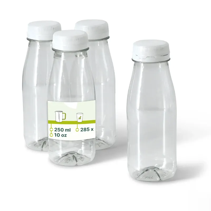 rPET bottles 250 ml clear/white lid - 285 pcs