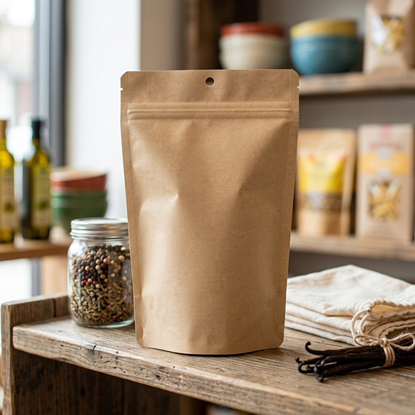 Kraft Home Compostable Stand Up Pouch 13x8x20,5cm - 100 pcs