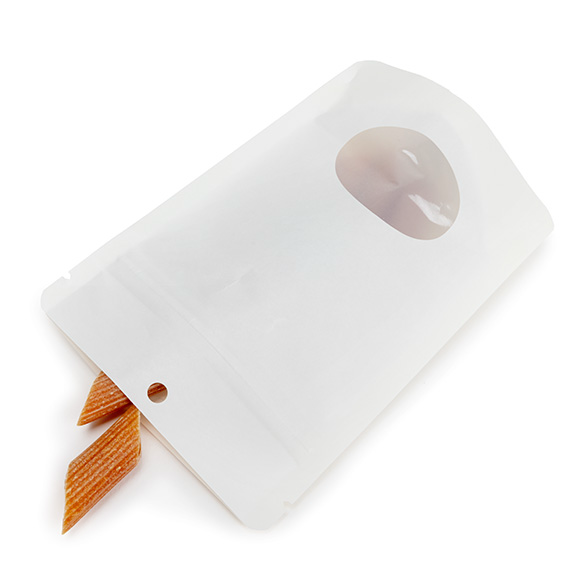 White Home Compostable Stand Up Pouch with Oval Window 10x6x15cm - 100 pcs
