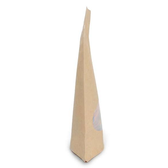 Kraft Home Compostable Stand Up Pouch with Oval Window and Pocket Zipper 13x8x20,5cm - 100 pcs