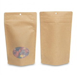 Kraft Home Compostable Stand Up Pouch with Oval Window and Pocket Zipper 13x8x20,5cm - 100 pcs