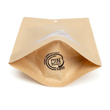 Kraft Home Compostable Stand Up Pouch with Oval Window and Pocket Zipper 13x8x20,5cm - 100 pcs