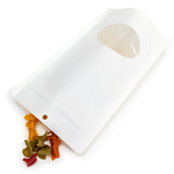 White Home Compostable Stand Up Pouch with Oval Window 13x8x20,5cm - 100 pcs