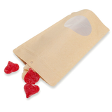 Kraft Home Compostable Stand Up Pouch with Oval Window 15x9x23cm - 100 pcs