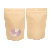 Kraft Home Compostable Stand Up Pouch with Oval Window 15x9x23cm - 100 pcs