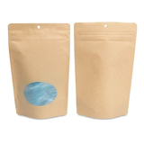 Kraft Home Compostable Stand Up with Oval Window and Pocket Zipper 15x9x23cm - 100 pcs