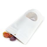 White Home Compostable Stand Up Pouch with Oval Window 15x9x23cm - 100 pcs