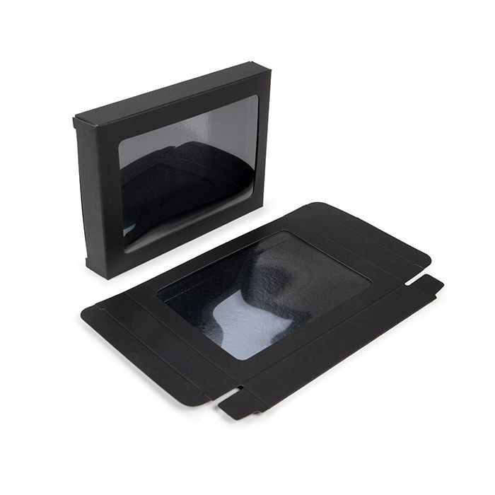 Black Gift Boxes Window Box w/ attached window 102 x21x138 mm 