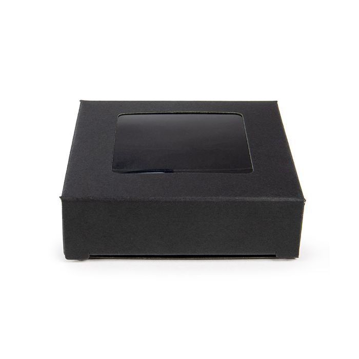 Black Gift Boxes Window Box w/ attached window 70x21x68 mm - 25 pieces