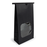 Black Kraft Tin Tie Bag w/ Window 15,2x7x26,7cm - 100 pcs