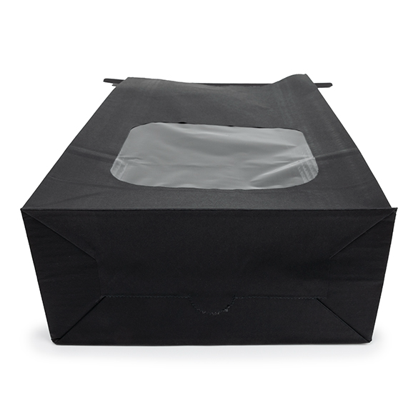 Black Kraft Tin Tie Bag w/ Window 15,2x7x26,7cm - 100 pcs