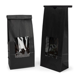 Black Kraft Tin Tie Bag w/ Window 10,8x6,4x26,7cm - 100 pcs