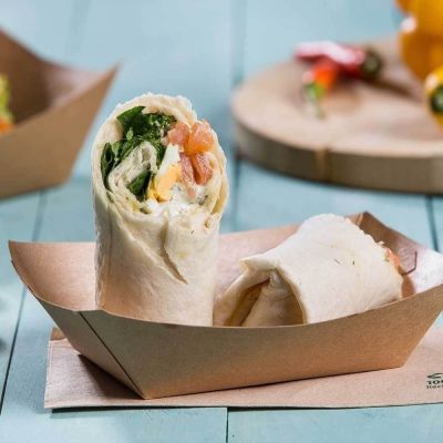 Snack trays cardboard 400 ml Brown Organic Coated (1000 pieces) [GB-DCA06445]