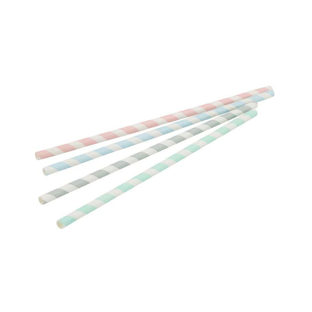 Drinking Straws Paper 20 cm, Ø 0.6 cm Pastel Striped (7000 pieces) [GB