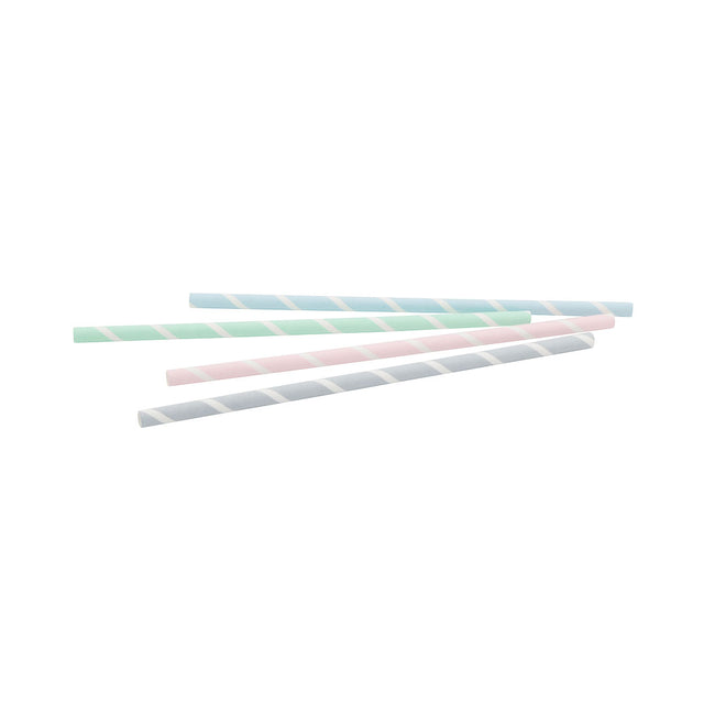 Jumbo Drinking Straws Paper 23 cm, Ø 0.8 cm Pastel Striped (3450 pieces) [GB