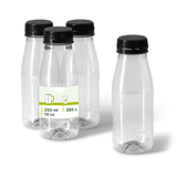 rPET bottles 250 ml clear/black lid - 285 pcs