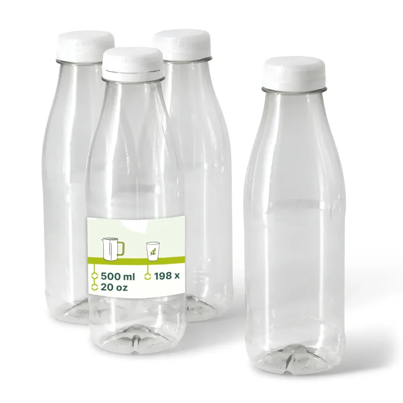 rPET bottles 500 ml clear/white lid - 198 pcs