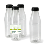 rPET bottles 500 ml clear/black lid - 198 pcs