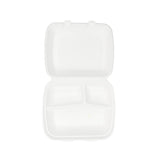 Menu Tray with Lid Sugarcane 3-Spaces 25x20x7.5 cm (200 pieces) [GB-DFC01337]