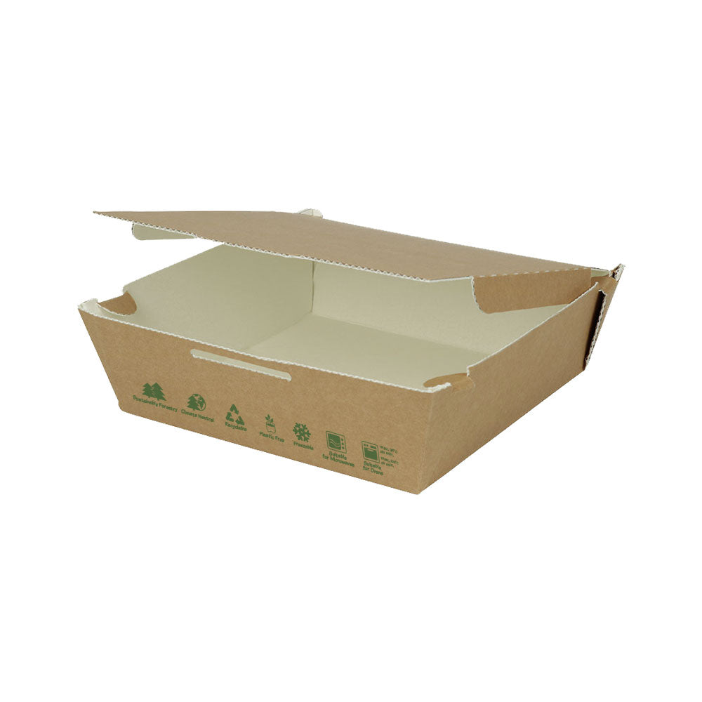 Take-away Boxes Cardboard 22x6,6x21 cm 1700 ml Brown bio-coated (300 pieces) [GB-DFC04261]