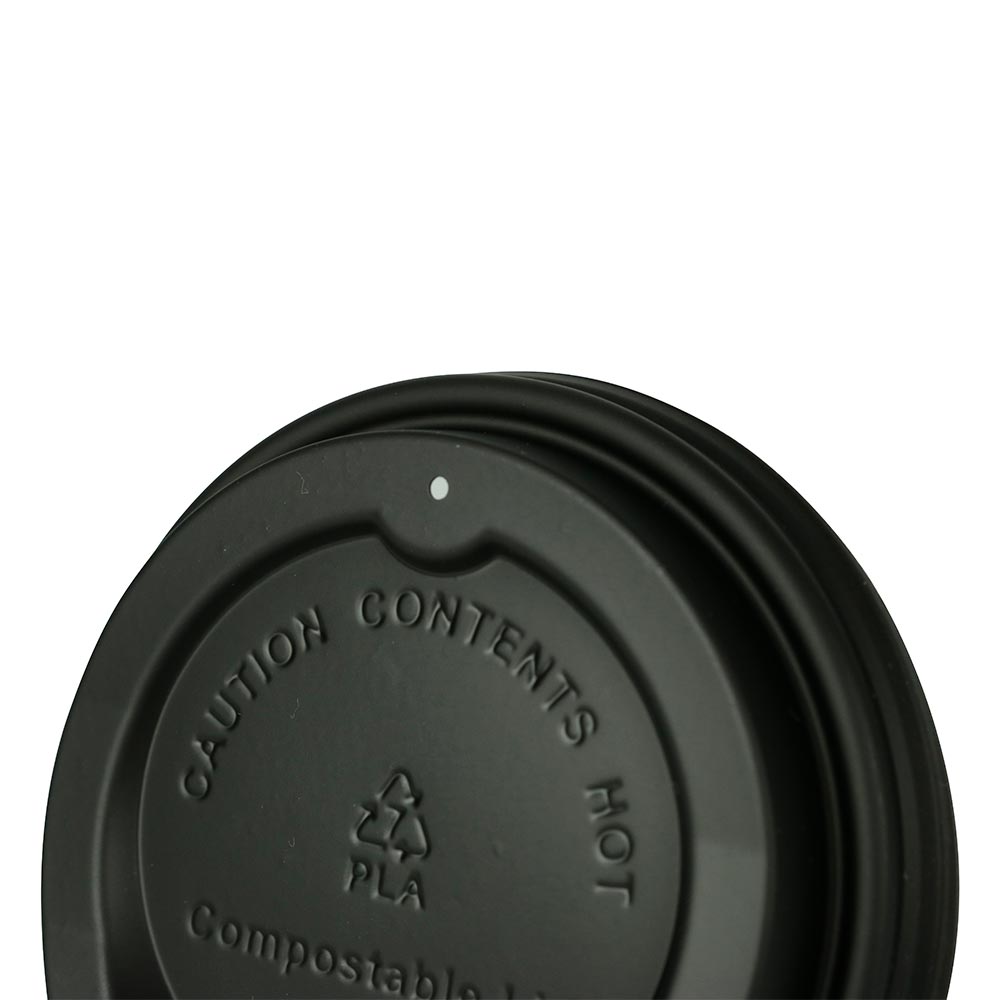Lid CPLA Ø 80 mm Black Drinking hole - 1000 pcs