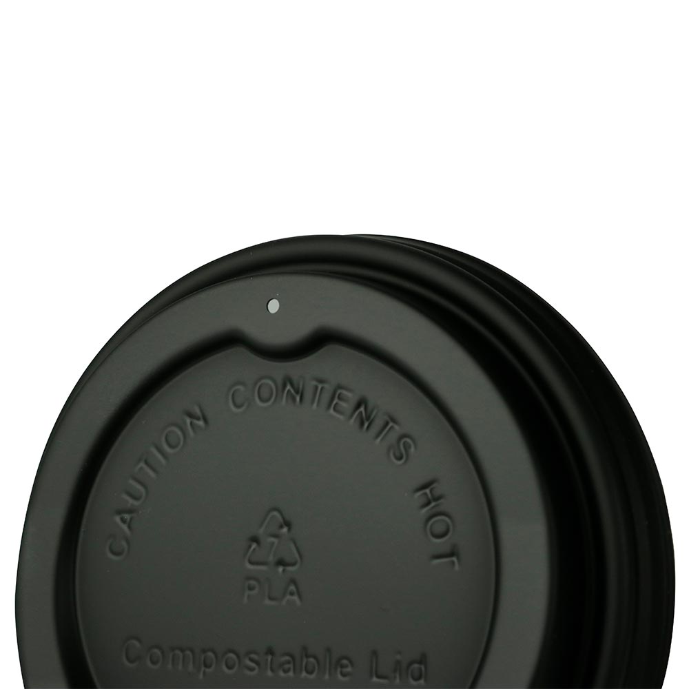 Lid CPLA Ø 90 mm Black Drinking hole - 1000 pcs