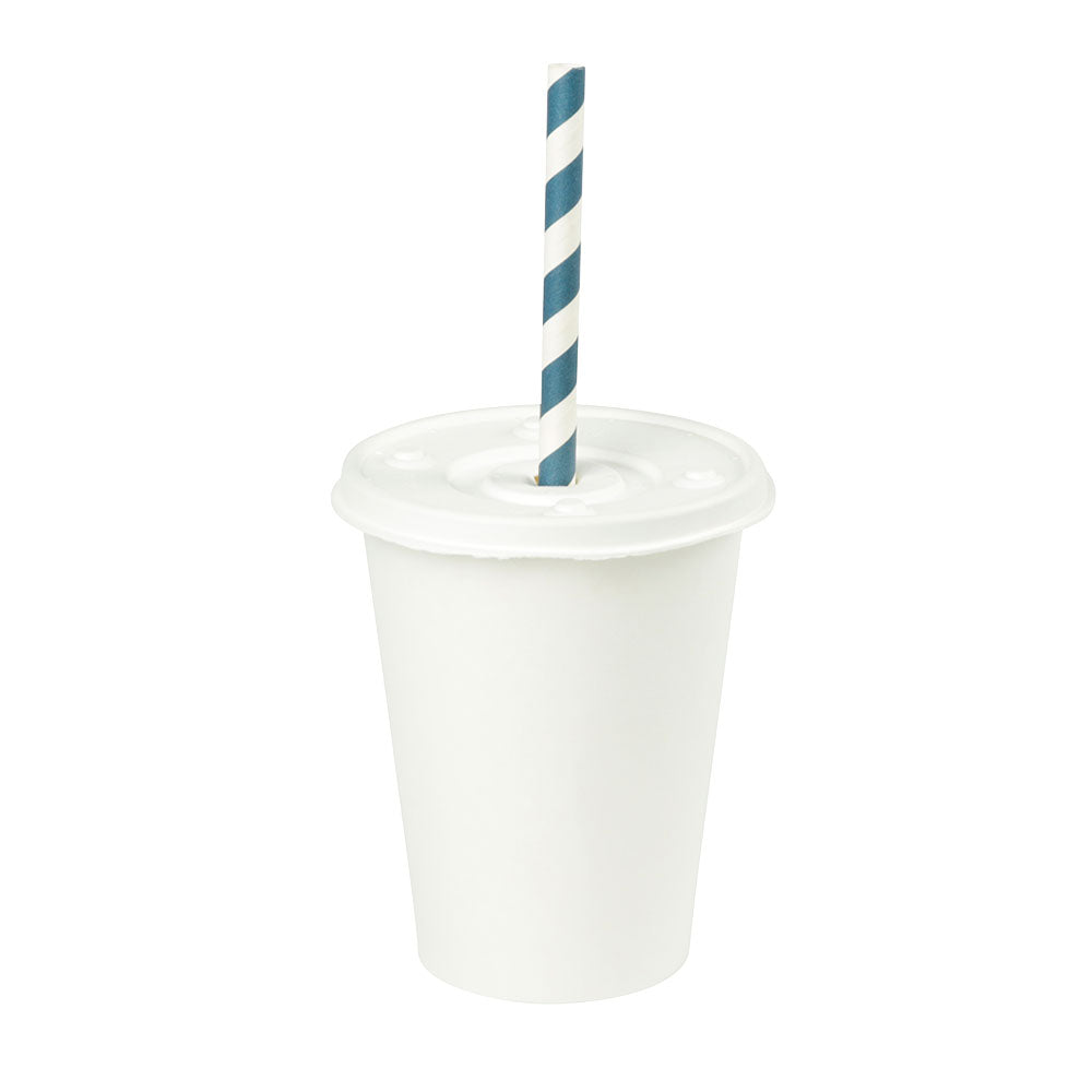 Flat Lid Paper Ø 90 mm White Straw Cross - 1000 pcs