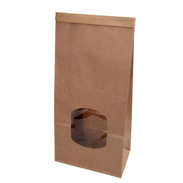 Kraft bags Brown w/window 11.5x7x24,5 mm reclosable 