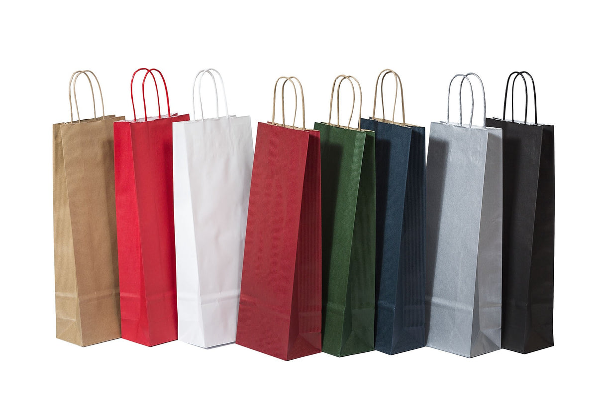 Paper Wine Gift Bags Kraft 140x80x390mm - 50 pcs