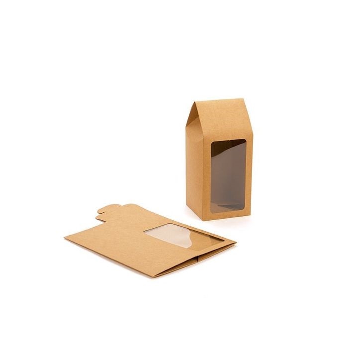 Kraft Gift Boxes with Window 89x89x216mm - 25 pcs
