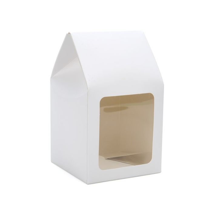 Kraft Gift Boxes with Window glossy White 90x90x165mm 