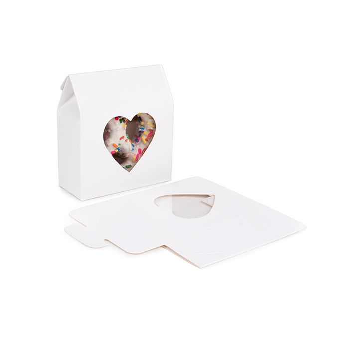 Kraft Gift Boxes White with Heart Window 89x38x102 mm - 25 pcs