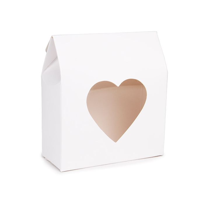 Kraft Gift Boxes White with Heart Window 89x38x102 mm - 25 pcs