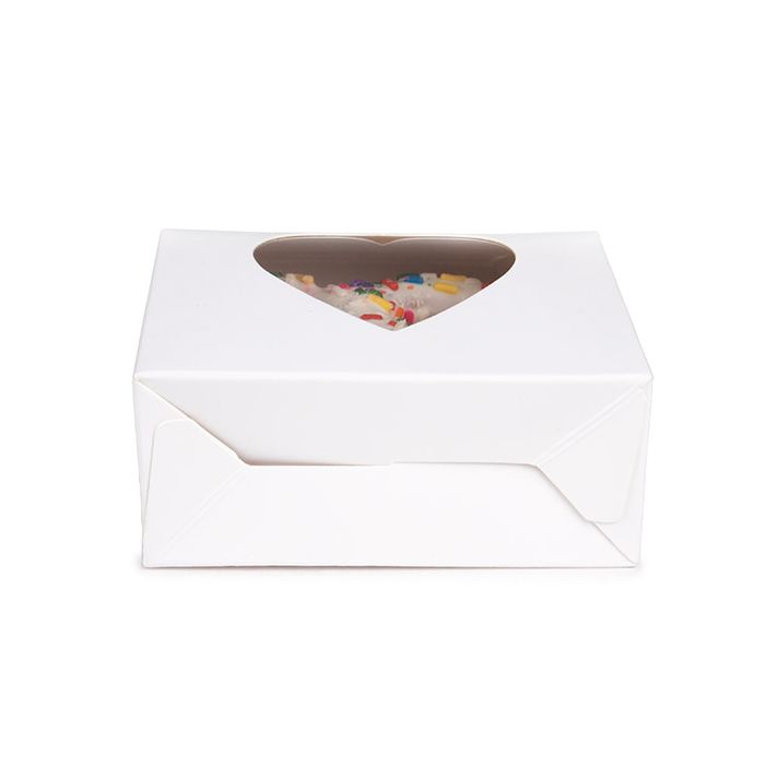 Kraft Gift Boxes White with Heart Window 89x38x102 mm - 25 pcs