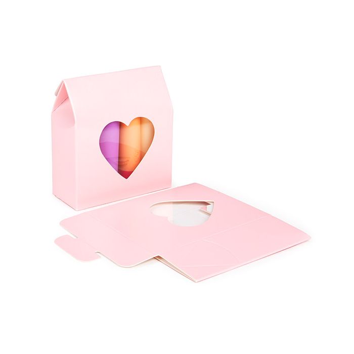 Kraft Gift Boxes Pink with Heart Window 89x38x102 mm - 25 pcs