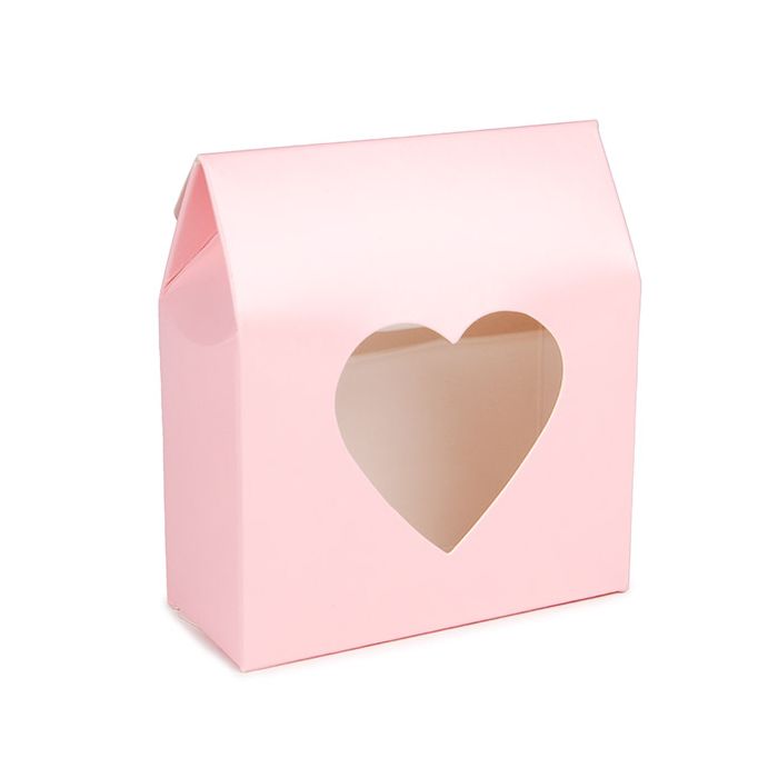 Kraft Gift Boxes Pink with Heart Window 89x38x102 mm - 25 pcs