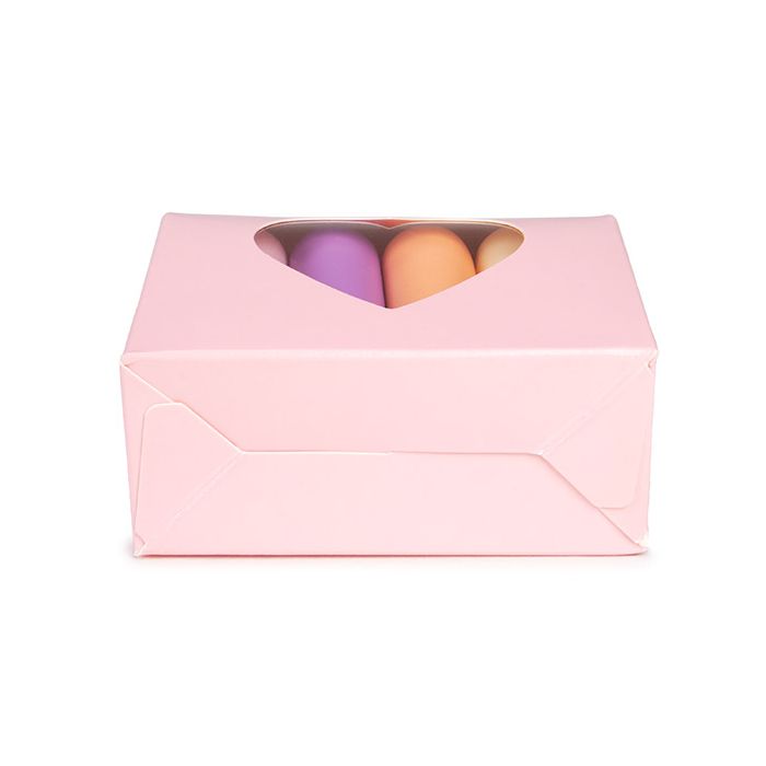 Kraft Gift Boxes Pink with Heart Window 89x38x102 mm - 25 pcs