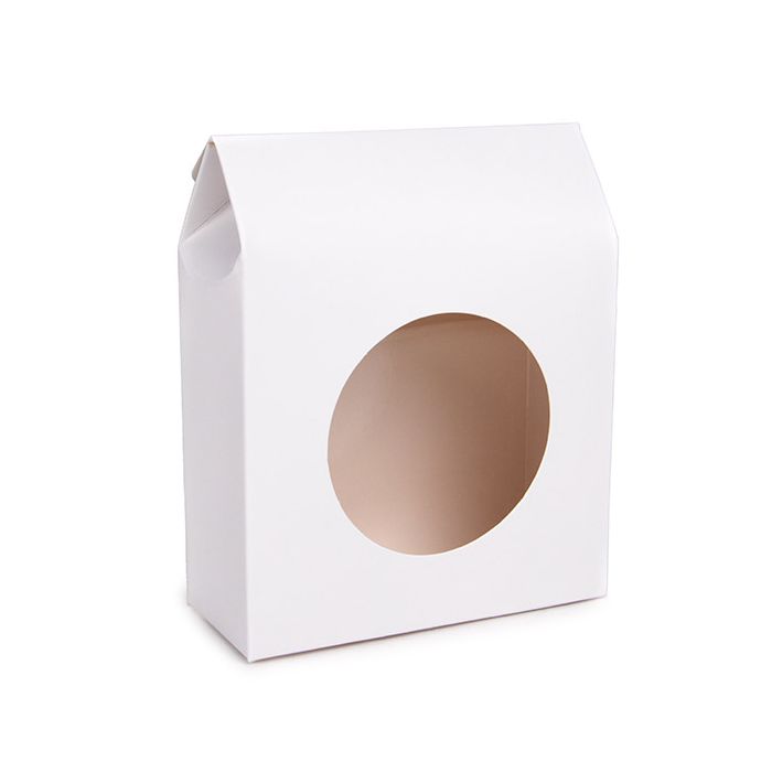 Kraft Gift Boxes White with Circle Window 105x44x133 mm - 25 pcs