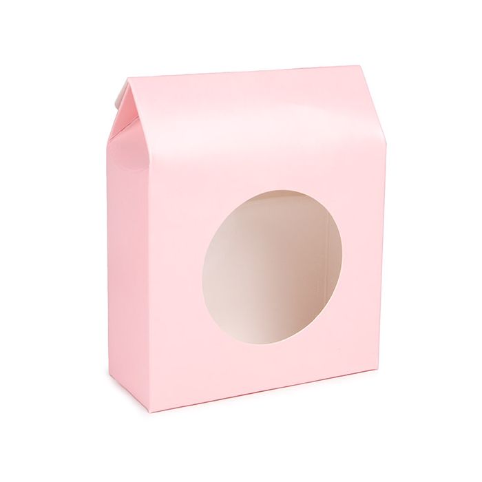 Kraft Gift Boxes Pink with Circle Window 105x44x133 mm - 25 pcs