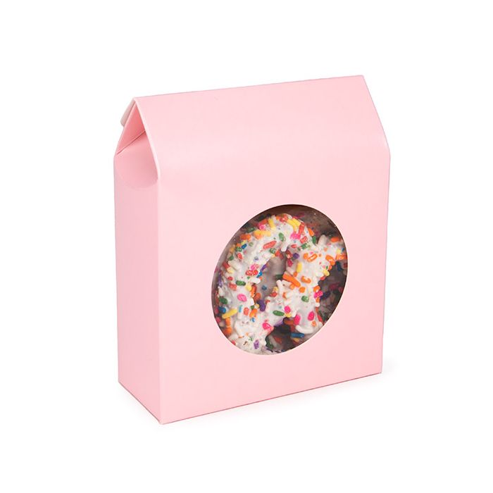 Kraft Gift Boxes Pink with Circle Window 105x44x133 mm - 25 pcs