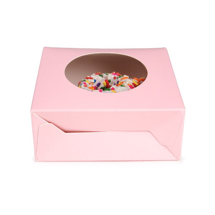 Kraft Gift Boxes Pink with Circle Window 105x44x133 mm - 25 pcs