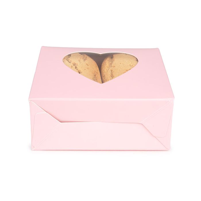 Kraft Gift Boxes Pink with Heart Window 105x44x133 mm - 25 pcs