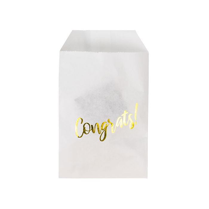 Paper Bags White with Gold Congrats 76x127 mm - 100 pieces