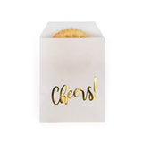 Paper Bags White with Gold Cheers 76x127 mm - 100 pieces